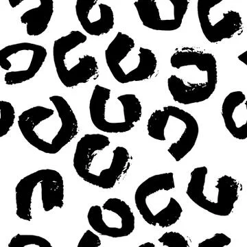 Vector illustration leopard print seamless pattern. Black and white hand drawn Illustrazione stock