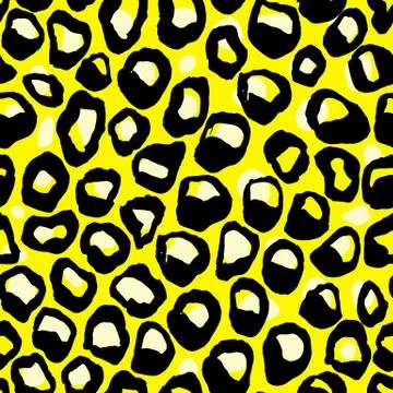 Vector illustration leopard print seamless pattern. Yellow hand drawn background イラスト素材