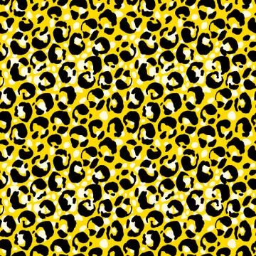 Vector illustration leopard print seamless pattern. Yellow hand drawn background Stock Illustration