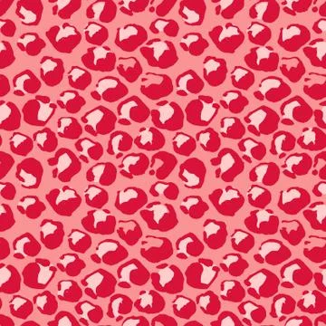 Vector illustration leopard print seamless pattern. Pink hand drawn background. イラスト素材