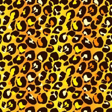 Vector illustration leopard print seamless pattern. Yellow and orange hand drawn 스톡 일러스트