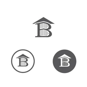 Vector illustration letter b building and roof for construction company Stock Illustration