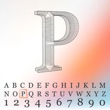 Vector illustration of letter  background. Fonts of Mesh polygonal. Wire frame Illustrazione stock