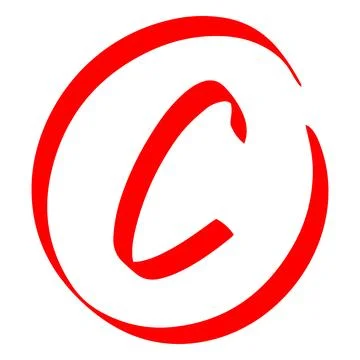 Vector illustration of letter C in circle, learning assessment, red color Stock Illustration