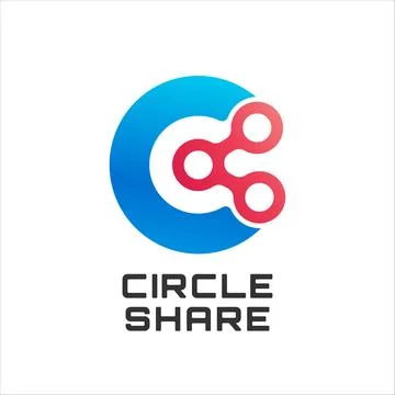 Vector illustration of letter C or O with share icon. Circle share logo des.. Stock Illustration