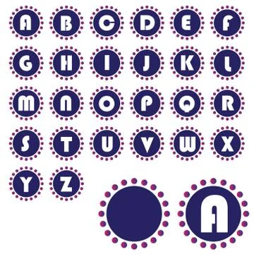 Vector illustration letter with circle and dot set Stock Illustration