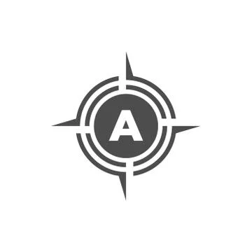 Vector illustration letter a with compass logo icon black color Stock Illustration