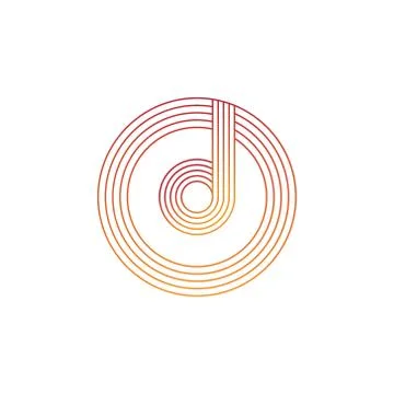 Vector illustration letter d and circle line icon logo design Stock Illustration