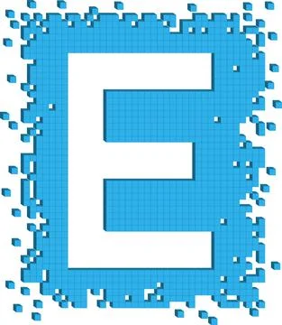 Vector illustration letter E with blue 3d cube shapes 스톡 일러스트