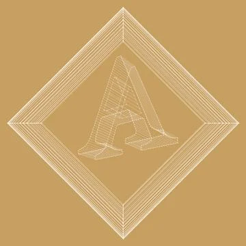 Vector illustration of letter A. Fonts of Mesh polygonal. The structural grid of Illustrazione stock