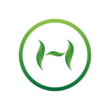 Vector illustration letter h with leaf and circle nature icon logo design gre Stock Illustration