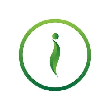 Vector illustration letter i with leaf and circle nature icon logo design gre Stock Illustration