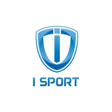 Vector illustration letter i with shield sport logo modern design Stock Illustration