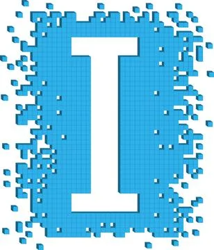 Vector illustration letter I with small three dimensional cubes 库存插图