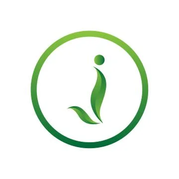 Vector illustration letter j with leaf and circle nature icon logo design gre Stock Illustration