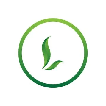 Vector illustration letter l with leaf and circle nature icon logo design gre Stock Illustration