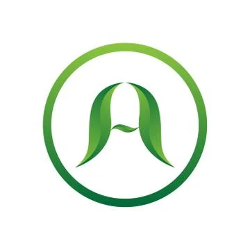 Vector illustration letter a with leaf and circle nature icon logo design gre Stock Illustration