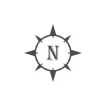 Vector illustration letter n with compass logo icon black color Stock Illustration