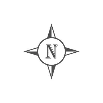 Vector illustration letter n with compass logo icon black color Stock Illustration