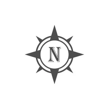 Vector illustration letter n with compass logo icon black color Stock Illustration