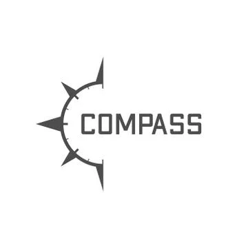 Vector illustration letter n with half compass logo icon black color Stock Illustration