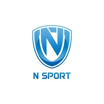 Vector illustration letter n with shield sport logo modern design Stock Illustration