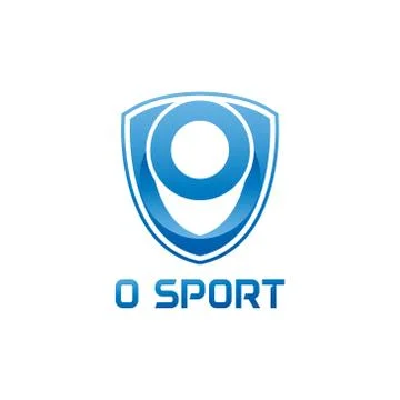 Vector illustration letter o with shield sport logo modern design Stock Illustration
