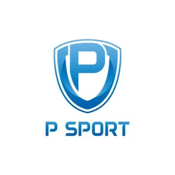 Vector illustration letter p with shield sport logo modern design Stock Illustration