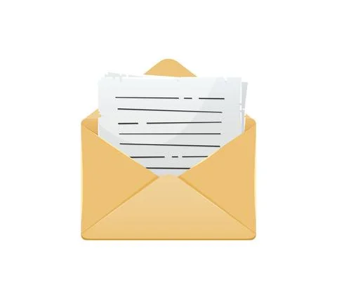 Vector illustration of a letter in a paper envelope. Mail delivery. Stock Illustration