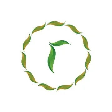 Vector illustration letter r with leaf and circle nature icon logo design gre Stock Illustration