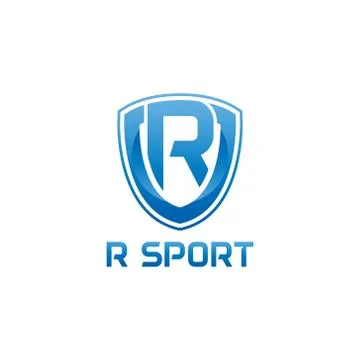 Vector illustration letter r with shield sport logo modern design Stock Illustration