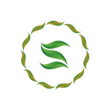 Vector illustration letter s with leaf and circle nature icon logo design gre Stock Illustration
