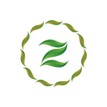 Vector illustration letter z with leaf and circle nature icon logo design gre Stock Illustration