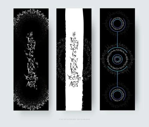 Vector illustration, lettering composition in circular design on black backgr Stock Illustration