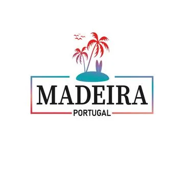 Vector illustration, lettering composition. Madeira island in Portugal Stock Illustration