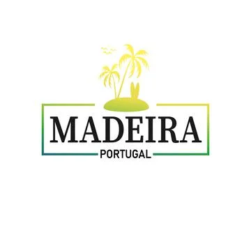 Vector illustration, lettering composition. Madeira island in Portugal Stock Illustration