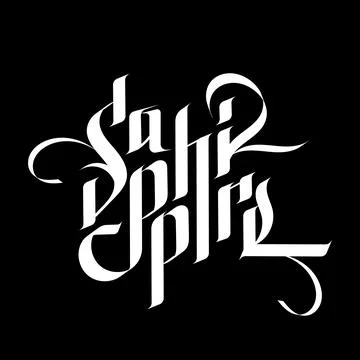 Vector illustration of lettering in Gothic style on black background Stock Illustration