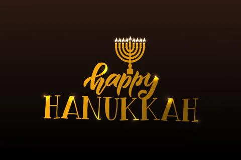 Vector illustration of lettering typography for Hanukkah Jewish holiday. Icon Stock Illustration