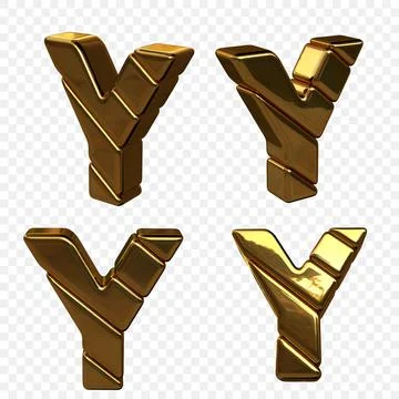 Vector illustration of letters made of gold. 3d letter Y Stock Illustration