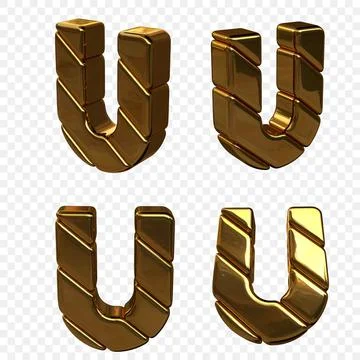 Vector illustration of letters made of gold. 3d letter U Stock-Illustration