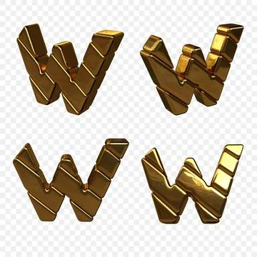 Vector illustration of letters made of gold. 3d letter W Stock Illustration
