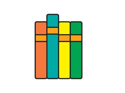 Vector illustration of a library theme icon with books arranged on shelves Stock Illustration