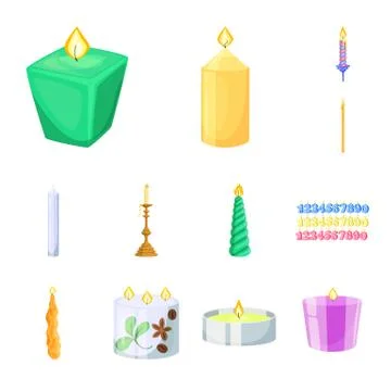 Vector illustration of light and wax sign. Set of light and ceremony vector icon Illustration