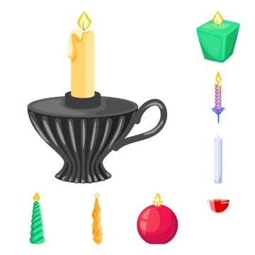 Vector illustration of light and wax sign. Collection of light and ceremony 스톡 일러스트