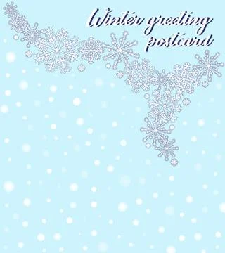 Vector illustration in light blue for holidays, with snowflakes and blur dots Stock Illustration