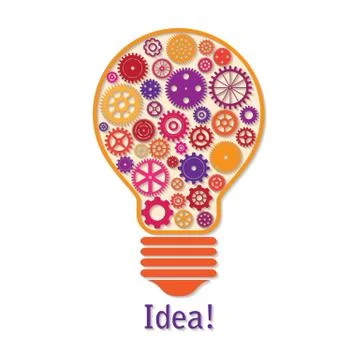 Vector illustration of light bulb made of colorful cogwheels Stock Illustration