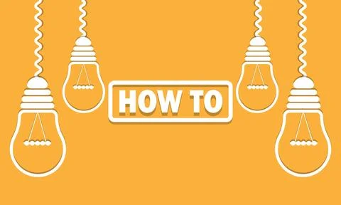 Vector Illustration of a lightbulb with how to text on a yellow background 스톡 일러스트