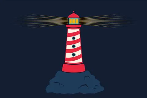 Vector illustration of lighthouse on the rock. Stock Illustration