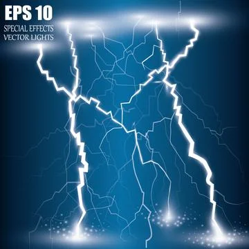 Vector illustration. Lightning and lighting effect.  A symbol of natural strengt Stock Illustration