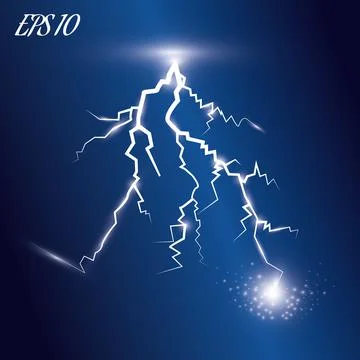 Vector illustration. Lightning and lighting effect.  A symbol of natural strengt Stock Illustration